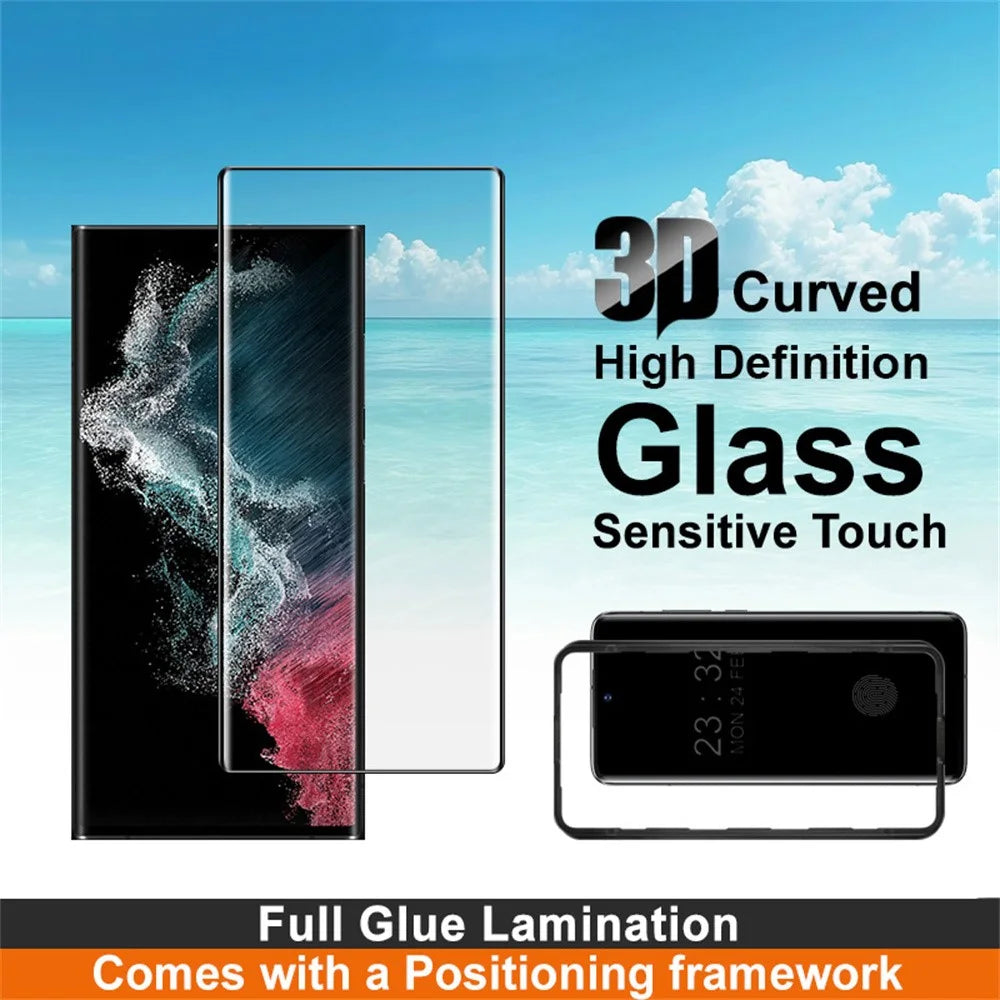 IMAK For Samsung Galaxy S22 Ultra 5G Screen Protector Full Glue 3D Curved Tempered Glass Film with Positioning Frame - 3