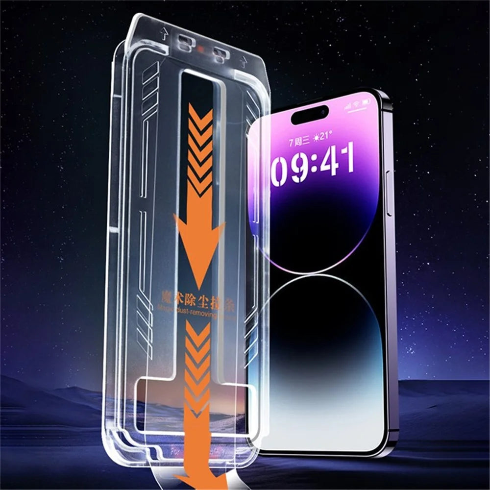 For iPhone 16 Screen Protector Automatic Dust Removal Tempered Glass HD Clear Film with Automatic Alignment Tool - 1