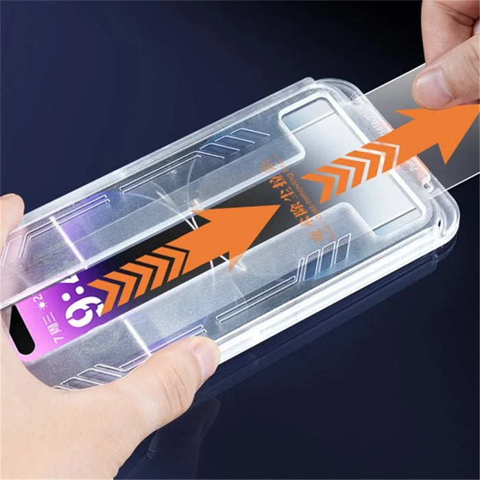 For iPhone 16 Screen Protector Automatic Dust Removal Tempered Glass HD Clear Film with Automatic Alignment Tool - 4