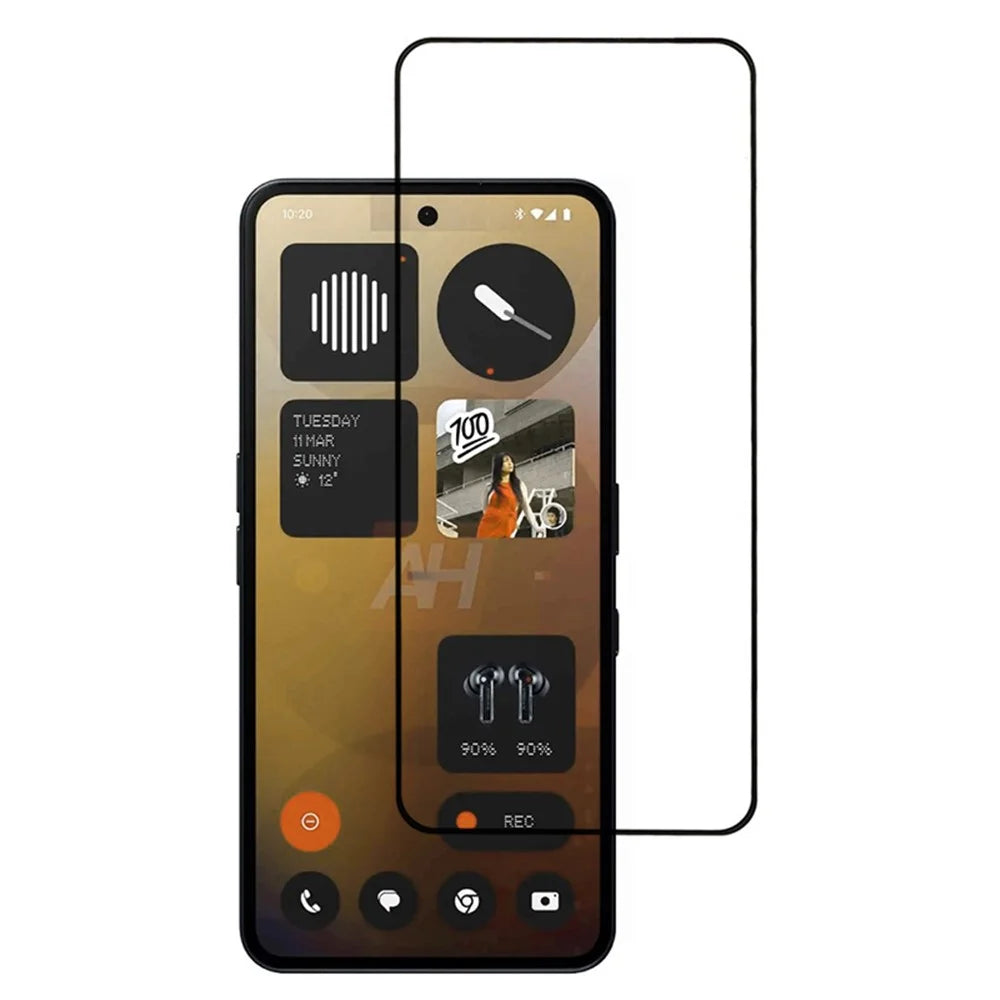 For Nothing Phone (3a) / Phone (3a) Pro Tempered Glass Electroplating Anti-Fingerprint Silk Printing Full Glue Screen Protector - 1