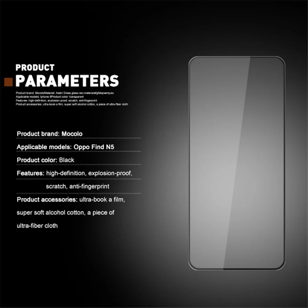 MOCOLO For Oppo Find N5 5G Screen Protector Anti-Shatter Silk Printing Tempered Glass Film - Black - 6