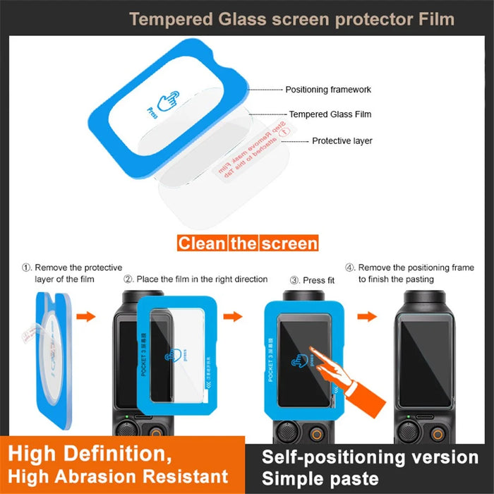 IMAK For DJI Osmo Pocket 3 Tempered Glass Screen Protector + Lens Film Set with Self Positioning Frame - 6