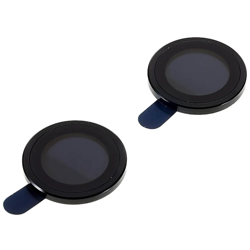 1 Set Camera Lens Film for iPhone 14 / 14 Plus, Tempered Glass Aluminum Alloy Anti-scratch Camera Lens Protector - Black - 2