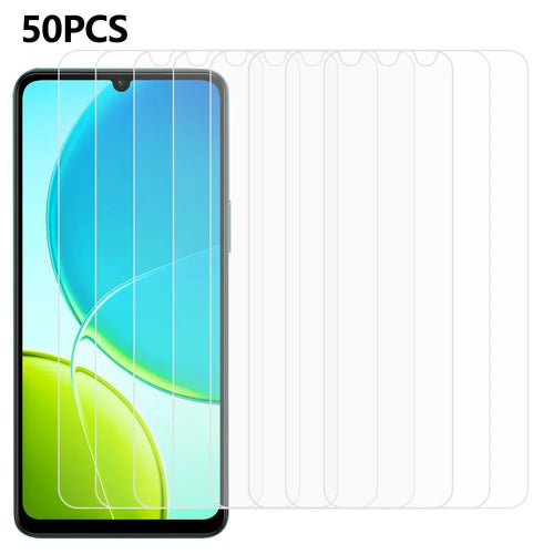 50Pcs For vivo Y04 4G Screen Protector Full Glue Tempered Glass Clear Screen Film (No Package, with Wipes Set, Dust-absorber, Guide Sticker) - 1