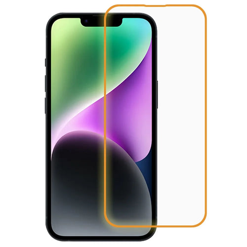 For iPhone 14 / 13 / 13 Pro 6.1 inch Luminous Frame Tempered Glass Film Clear Full Cover Full Glue Shatterproof Screen Protector - Orange - 1