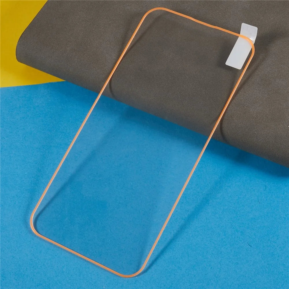 For iPhone 14 Pro Max Luminous Frame Tempered Glass HD Clear Film Full Glue Full Coverage Anti-explosion Screen Protector - Orange - 4