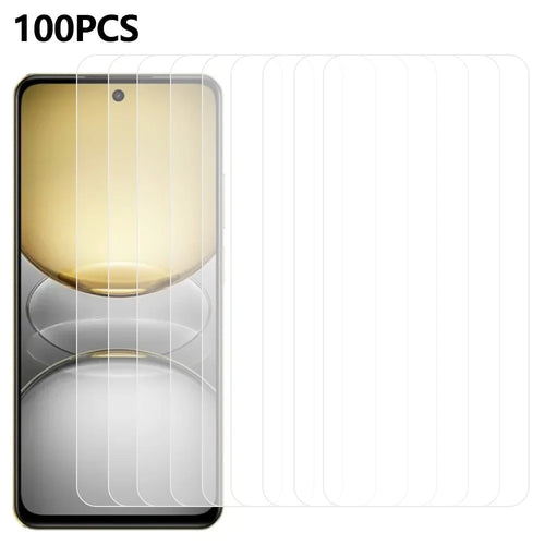 100Pcs For Realme C75x  /  14x 5G Screen Protector Anti-Scratch Tempered Glass Film (No Package, with Wipes Set, Dust-absorber, Guide Sticker) - 1