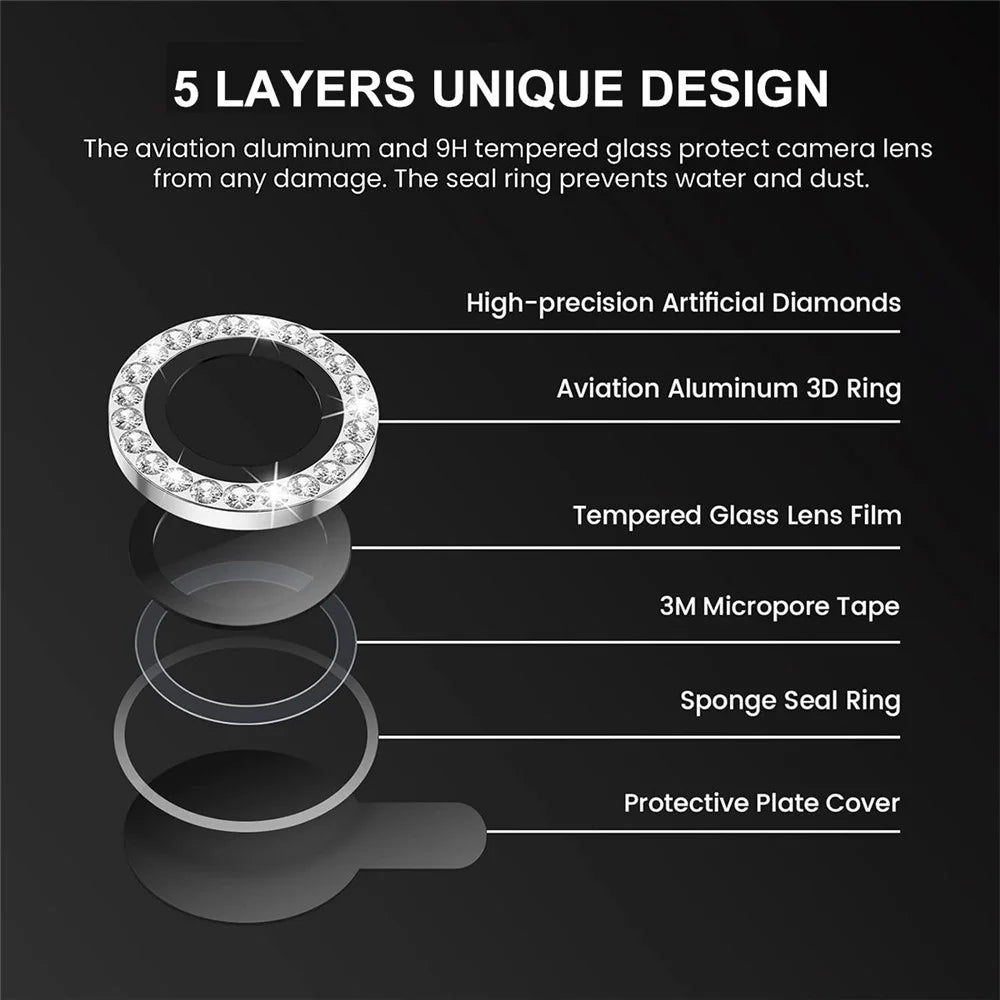 ENKAY HAT PRINCE For iPhone 17e / 16e Camera Lens Protector   Rhinestone Decor Rear Lens Film - Dark Green - 5