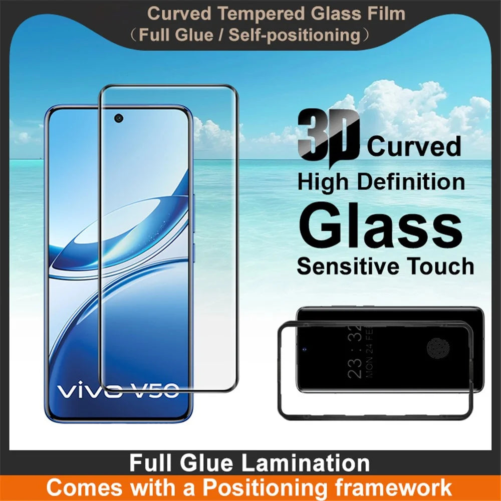 IMAK For vivo V50e 5G / V50 5G Screen Protector Full Glue 3D Curved Tempered Glass Film with Positioning Frame - 4