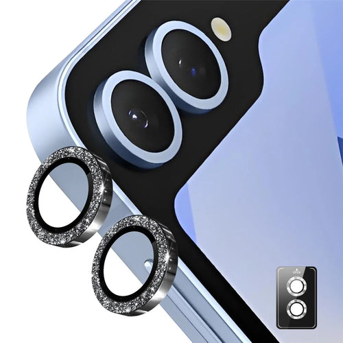 ENKAY HAT PRINCE For Samsung Galaxy Z Flip7 5G Camera Lens Protector  Glitter Decor Tempered Glass Lens Film - Black - 1