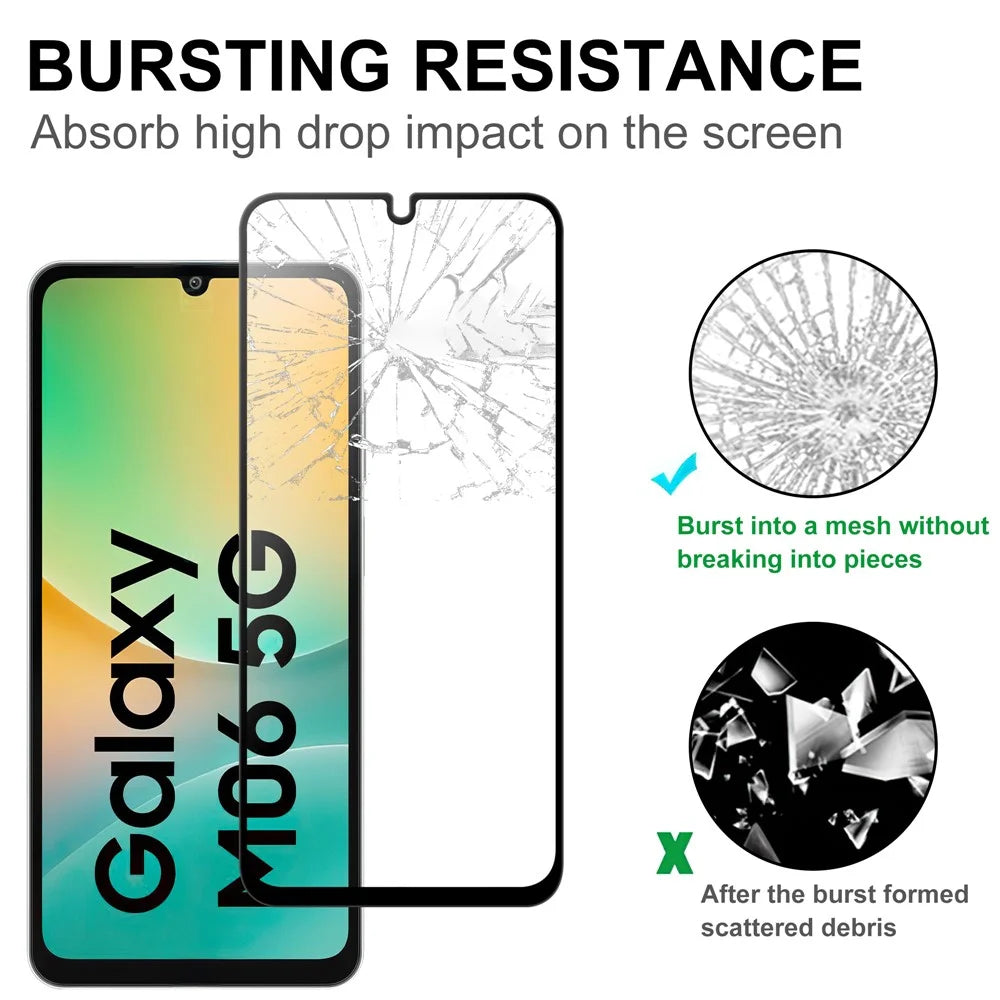 For Samsung Galaxy M06 5G AGC Tempered Glass with Black Edge Full Glue Full Coverage Screen Protector - 4