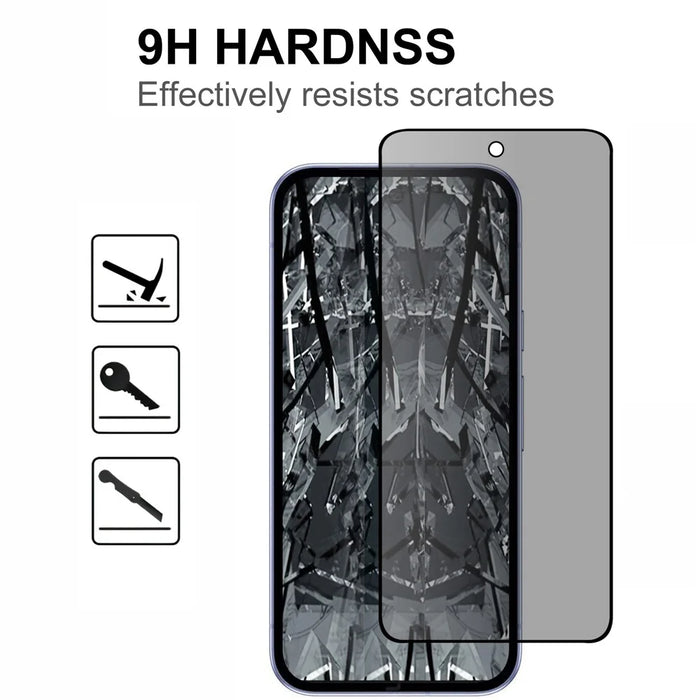 For Google Pixel 9a Tempered Glass Screen Protector 2.5D Arc Edge Anti-Spy Film - 4