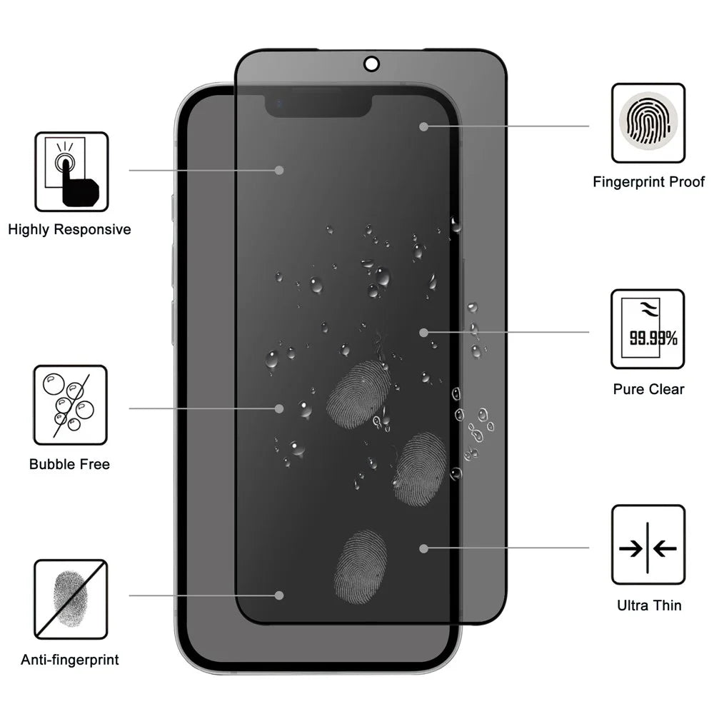 For iPhone 17e / 16e Tempered Glass Screen Protector 2.5D Arc Edge Anti-Spy Film - 3