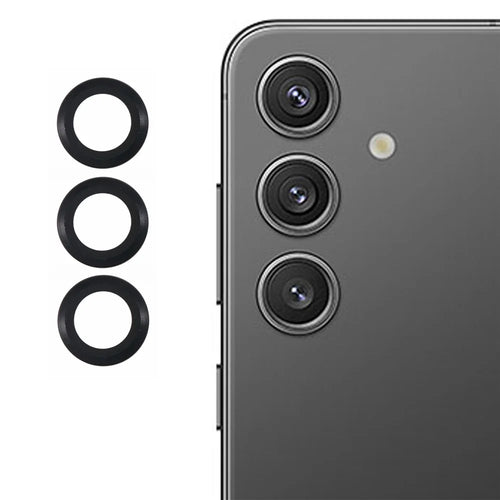 For Samsung Galaxy S25 Camera Lens Protector AR High Transparency Metal Ring Tempered Glass Lens Film - Black - 1