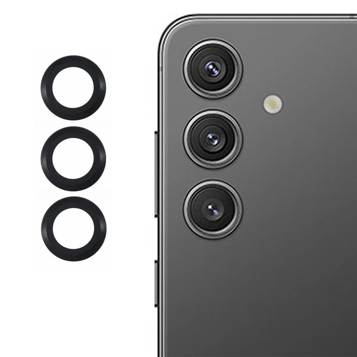 For Samsung Galaxy S25 Camera Lens Protector AR High Transparency Metal Ring Tempered Glass Lens Film - Black - 1