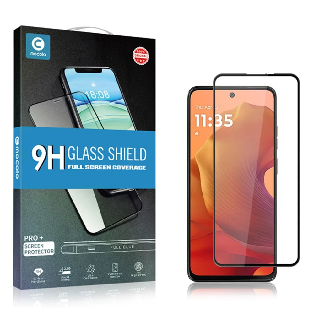 MOCOLO For Motorola Moto G17 Power 4G / G17 4G / G15 4G / G15 Power 4G Screen Protector Anti-Shatter Silk Printing Tempered Glass Film - Black - 7