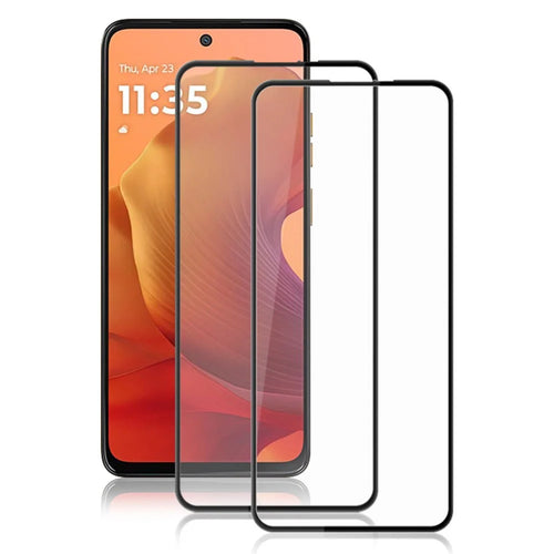 AMORUS 2Pcs For Motorola Moto G17 Power 4G / G17 4G / G15 4G / G15 Power 4G Screen Protector Shatterproof Silk Printing Tempered Glass Film - Black - 1