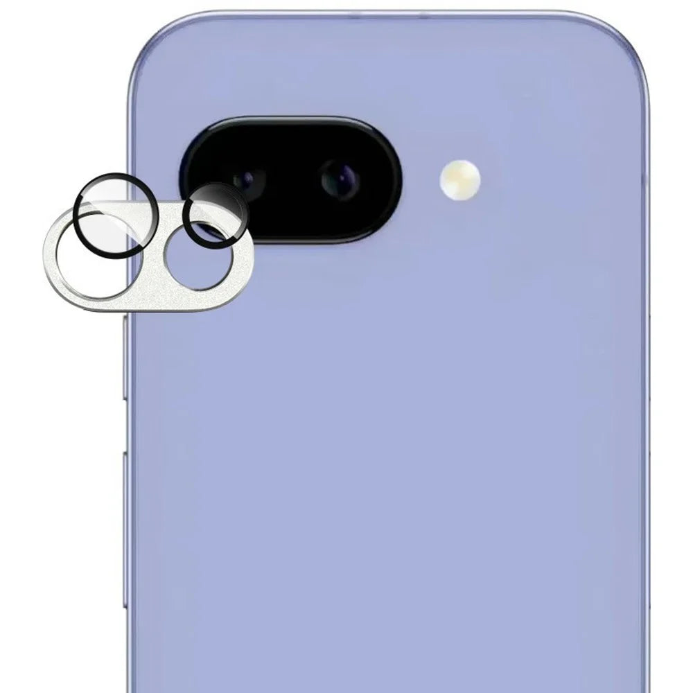 IMAK For Google Pixel 9a Camera Lens Film Metal Lens Cap + Tempered Glass Lens Protector - Silver - 1