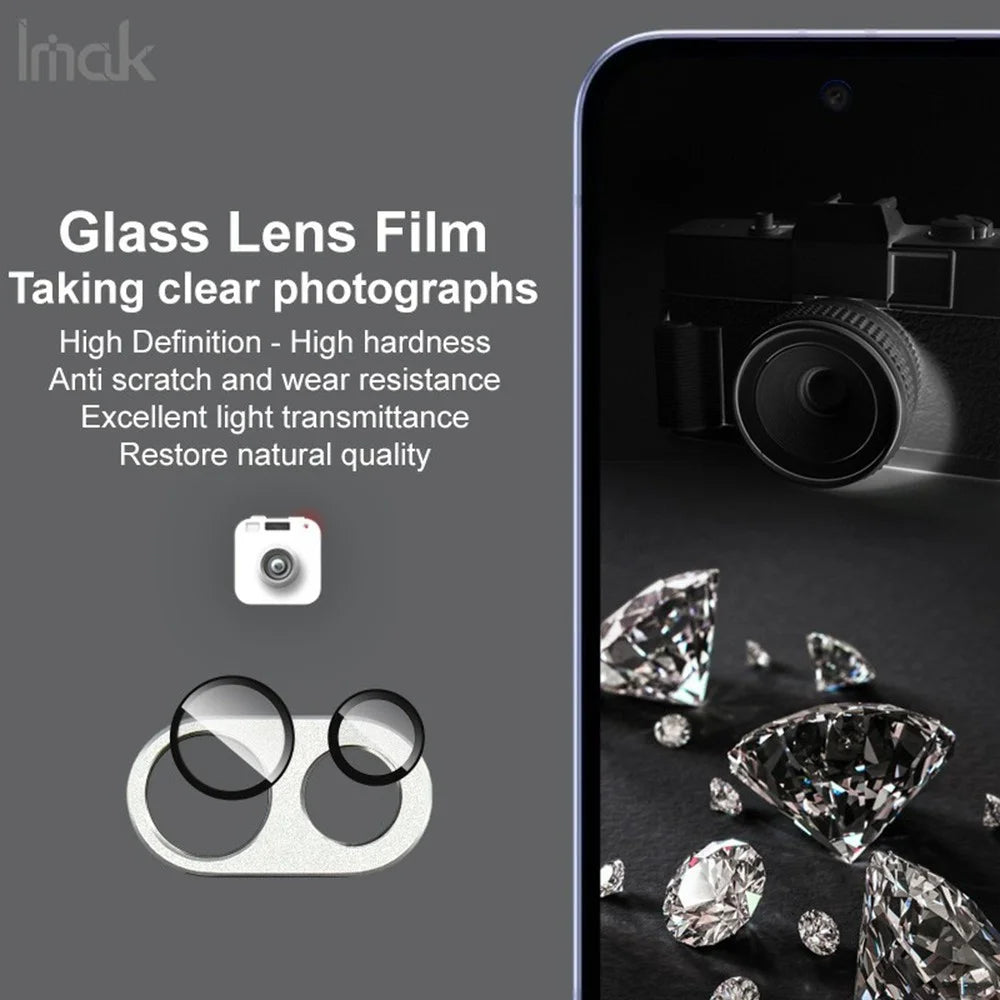 IMAK For Google Pixel 9a Camera Lens Film Metal Lens Cap + Tempered Glass Lens Protector - Silver - 4