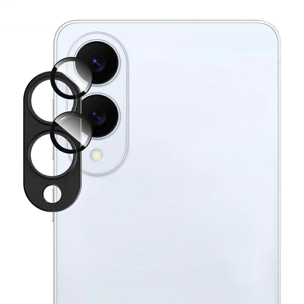 IMAK For Samsung Galaxy S25 Edge Camera Lens Film Metal Lens Cap + Tempered Glass Lens Protector - Black - 1