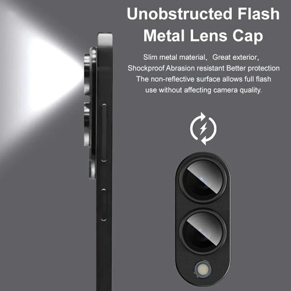 IMAK For Samsung Galaxy S25 Edge Camera Lens Film Metal Lens Cap + Tempered Glass Lens Protector - Black - 5