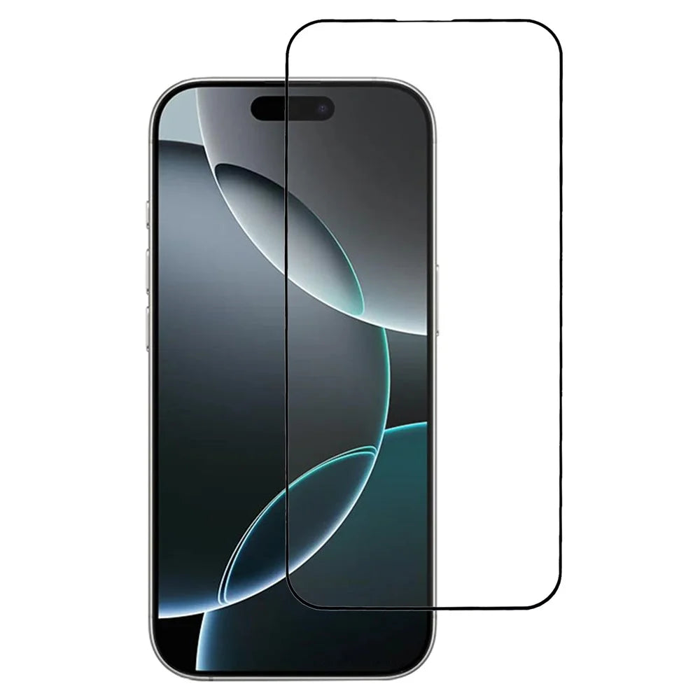 For iPhone 16 Pro Max Screen Protector Ultra Clear Metal Frame + Tempered Glass Film - 1