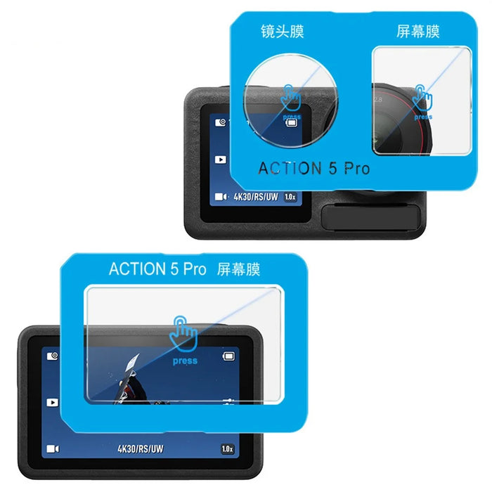 IMAK For DJI Osmo Action 5 Pro Tempered Glass Screen Protector + Lens Film Set with Self Positioning Frame - 1