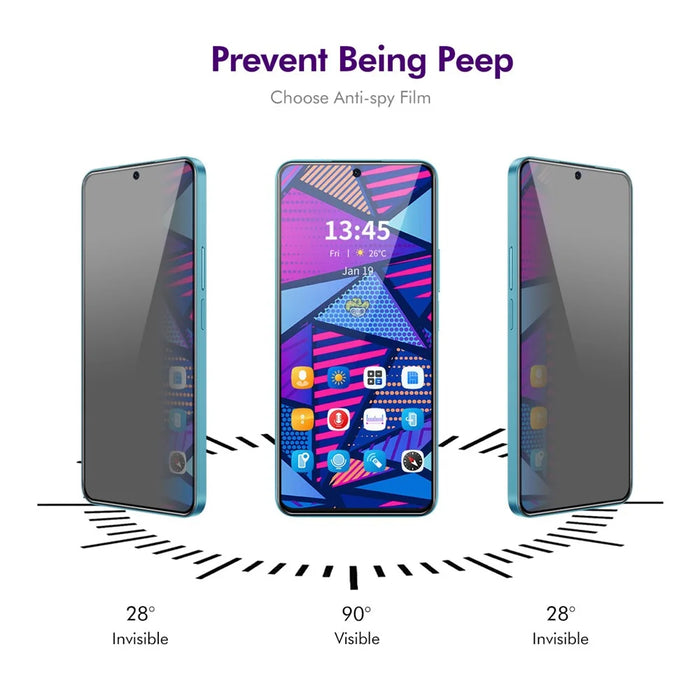 ENKAY HAT PRINCE For Honor X8c 4G Privacy Screen Protector  28-degree Anti-Spy Tempered Glass - Black - 3