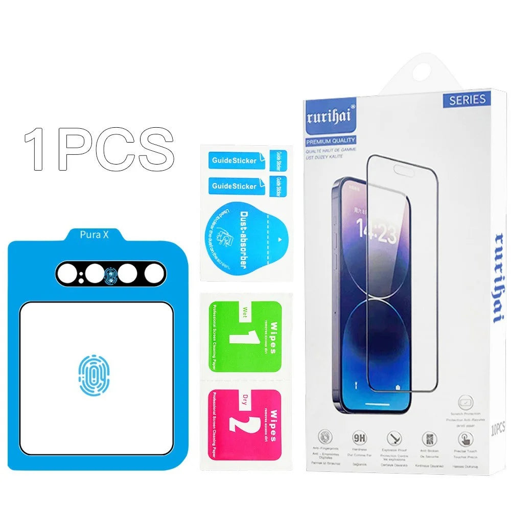 RURIHAI For Huawei Pura X Screen Protector + Camera Lens Protector Silk Printing High Aluminium-Silicon Glass Film Easy Installation - 7