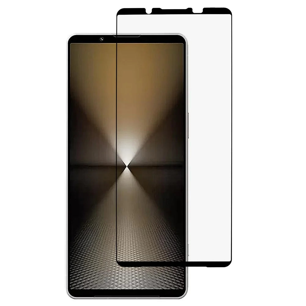 For Sony Xperia 1 VII Tempered Glass Electroplating Anti-Fingerprint Silk Printing Full Glue Screen Protector - 1