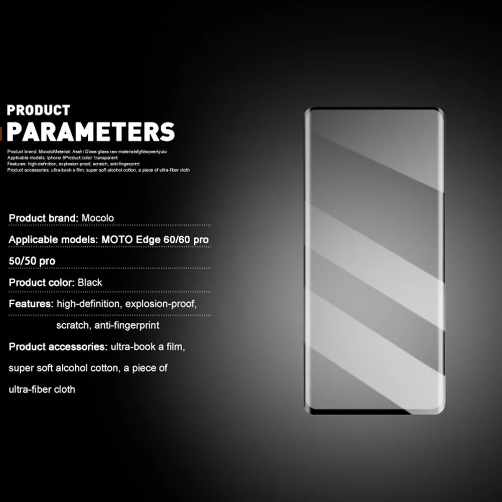 MOCOLO Screen Protector For Motorola Edge 60 5G / 60 Pro 5G / 60 Fusion 5G / 60s 5G / 50 5G / 50 Pro 5G , 3D Curved Tempered Glass Film - 5