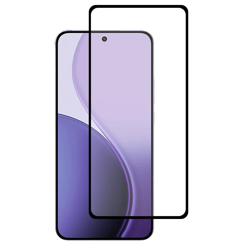 For Oppo Reno14 5G (Global) Tempered Glass Electroplating Anti-Fingerprint Silk Printing Full Glue Screen Protector - 1