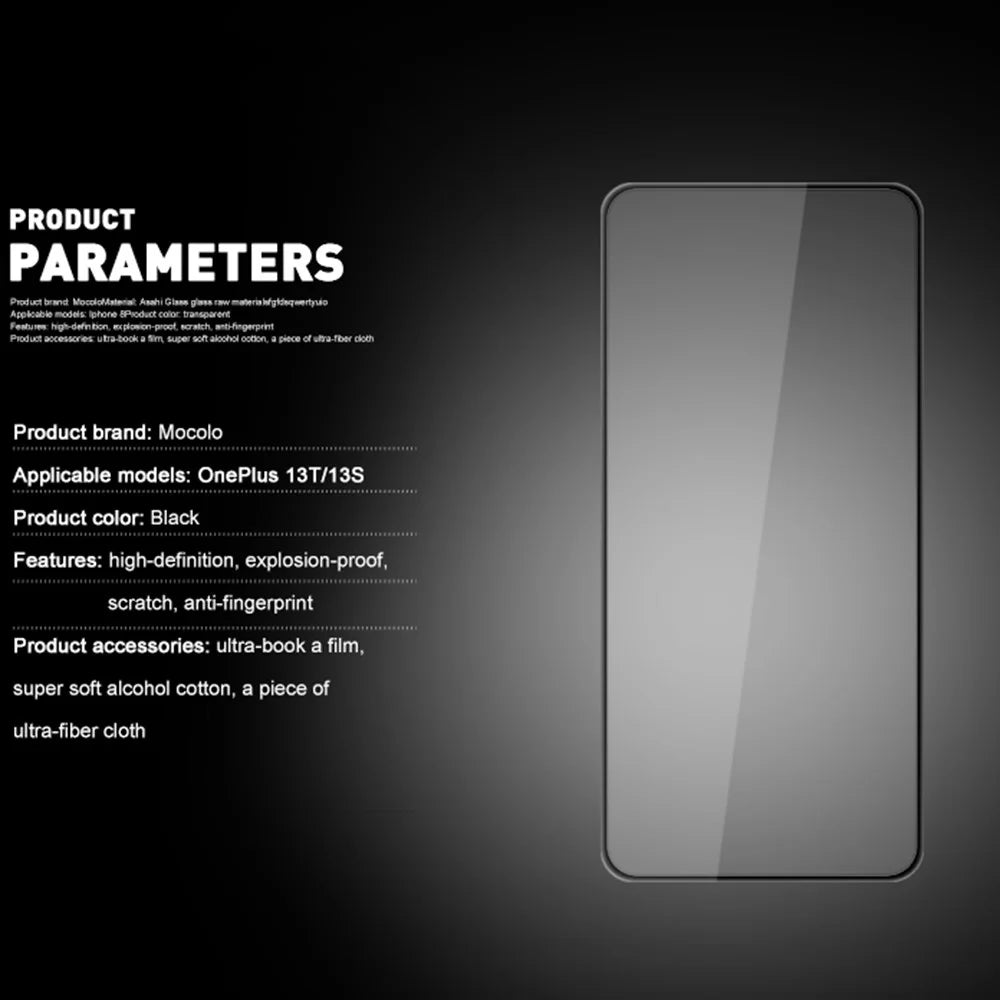 MOCOLO For OnePlus 13T 5G / 13s 5G Screen Protector Anti-Shatter Silk Printing Tempered Glass Film - Black - 3