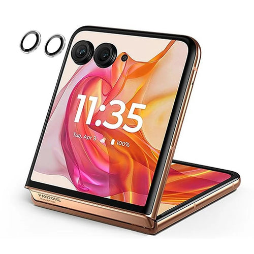 For Motorola Razr 50 Ultra 5G Camera Lens Protector HD Clear Film with Metal Frame - Silver - 1
