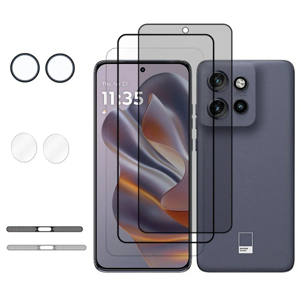 For Motorola Edge 60 Neo 5G / Edge 50 Neo 5G Tempered Glass Screen Protector Set with Lens Films, Dust Proof Mesh - 1