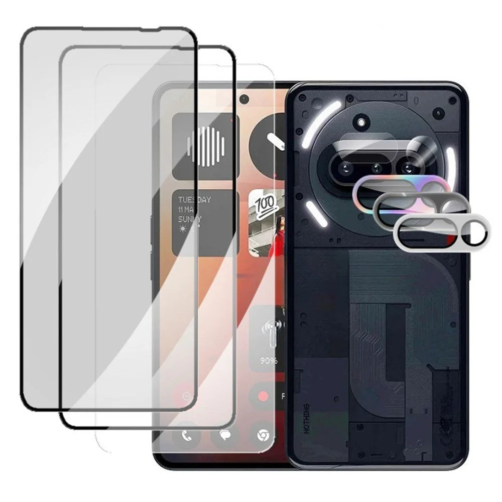 For Nothing Phone (3a) Tempered Glass Screen Protector Set with Lens Films - 1