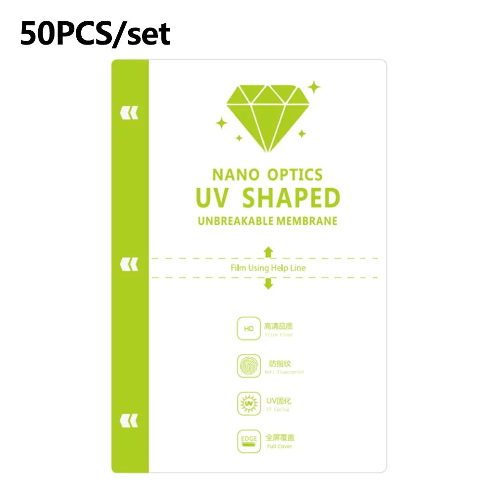 50Pcs / Pack 0.18mm UV Curing Curved Screen Film HD Ultra Clear Screen Protector 180 x 120mm Anti Scratch - 1