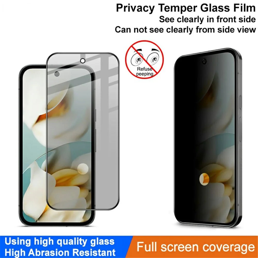 IMAK For Google Pixel 9a Privacy Tempered Glass Screen Protector Fingerprint Unlock Compatible Anti Spy Film - 3