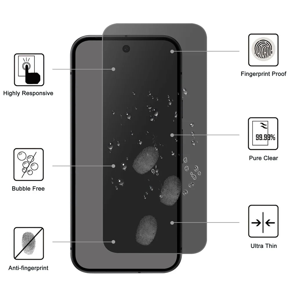 For Google Pixel 10 Pro / 10 / 9 Pro / 9 Tempered Glass Screen Protector 2.5D Arc Edge Anti-Spy Film - 2