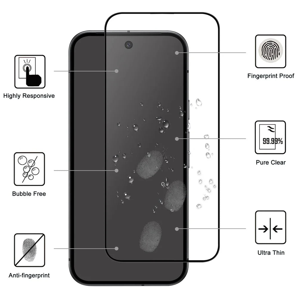 For Google Pixel 10 Pro / 10 / 9 Pro / 9 AGC Tempered Glass with Black Edge Full Glue Full Coverage Screen Protector - 2