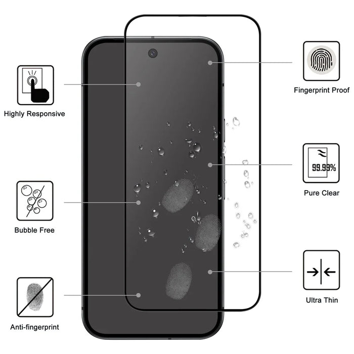 For Google Pixel 10 Pro XL AGC Tempered Glass with Black Edge Full Glue Full Coverage Screen Protector - 2