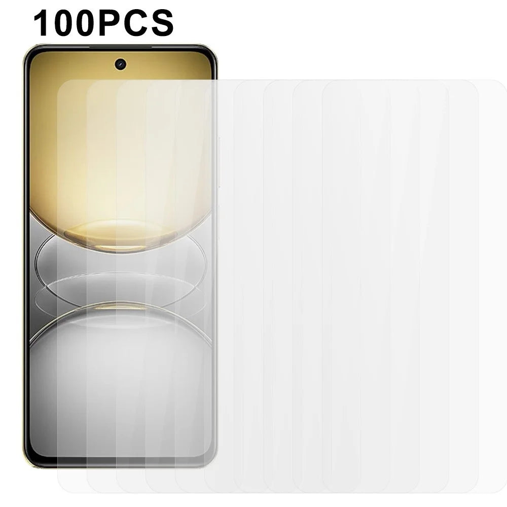 100Pcs Screen Protector for Realme C75 4G / C75 5G Anti-Scratch Tempered Glass Film (No Package, with Wipes Set, Dust-absorber, Guide Sticker) - 1
