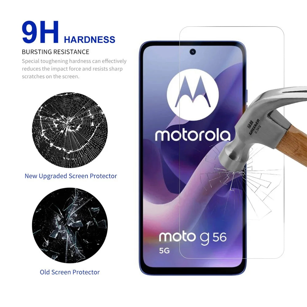 RURIHAI For Motorola Moto G56 5G Screen Protector 0.26mm 2.5D High Aluminium Silicon Glass Film - 3