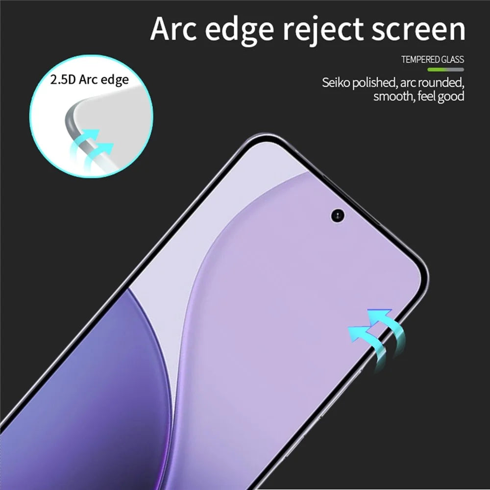 MOFI For Oppo Reno14 Pro 5G Screen Protector  9H Full Glue Full Coverage High Aluminum-Silicon Glass Film - Black - 2