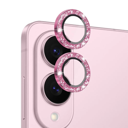 NORTHJO 1 Set For Samsung Galaxy S25 Edge Camera Lens Film Tempered Glass+Metal Glitter Rear Lens Protector - Pink - 1