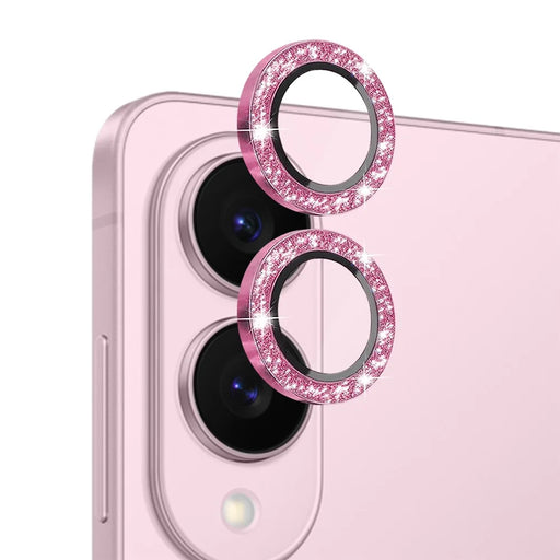NORTHJO 1 Set For Samsung Galaxy S25 Edge Camera Lens Film Tempered Glass+Metal Glitter Rear Lens Protector - Pink - 1