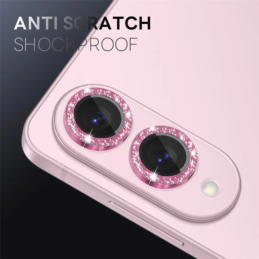 NORTHJO 1 Set For Samsung Galaxy S25 Edge Camera Lens Film Tempered Glass+Metal Glitter Rear Lens Protector - Pink - 2