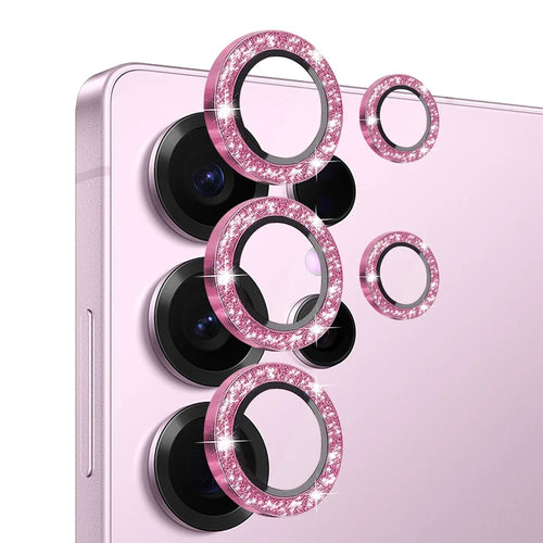 NORTHJO 1 Set For Samsung Galaxy S25 Ultra Camera Lens Film Tempered Glass+Metal Glitter Rear Lens Protector - Pink - 1