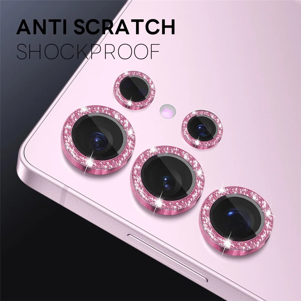 NORTHJO 1 Set For Samsung Galaxy S25 Ultra Camera Lens Film Tempered Glass+Metal Glitter Rear Lens Protector - Pink - 2