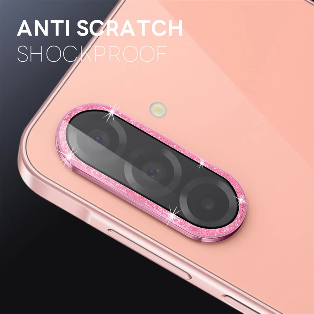 NORTHJO 1 Set For Samsung Galaxy A26 5G Camera Lens Film Tempered Glass+Metal Glitter Rear Lens Protector - Pink - 2